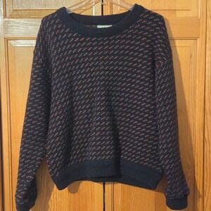 LL Bean Vintage Norwegian Birds Eye Wool Sweater Women's Large